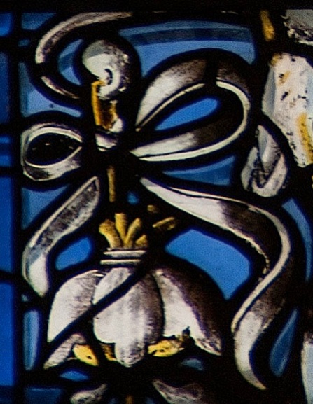 Bow detail part of the 'Susannah and the Elders' window, St Edmundsbury Cathedral